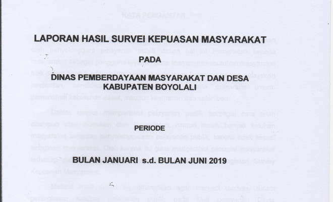 HASIL SURVEY KEPUASAN MASYARAKAT DISPERMASDES KABUPATEN BOYOLALI TAHUN 2019